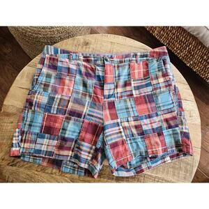 L.L Bean Shorts Womens 18 Multicolor Madras Patchwork Plaid Favorite Fit Cotton